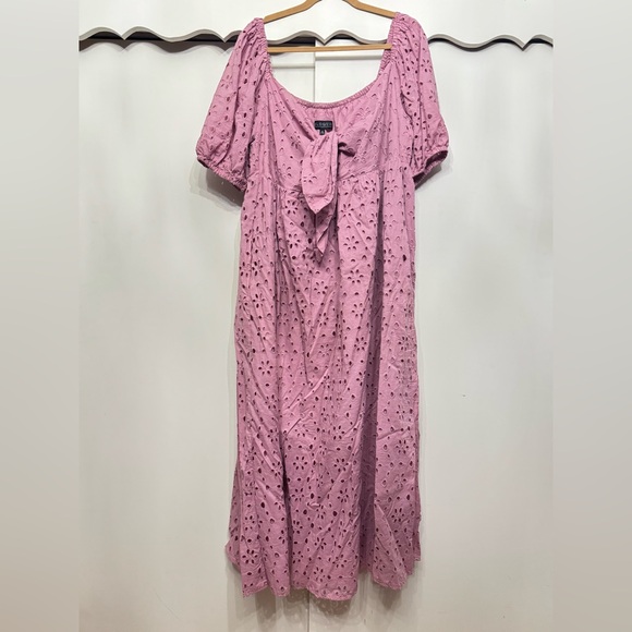 Eloquii Plus Size Pink Eyelet Maxi Dress - Picture 1 of 6